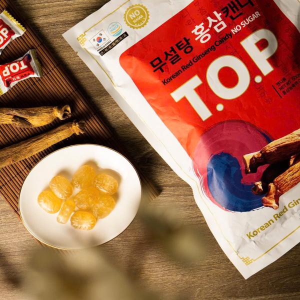 KẸO HỒNG SÂM T.O.P KHÔNG ĐƯỜNG HÀN QUỐC 500G THƯỢNG HẠNG