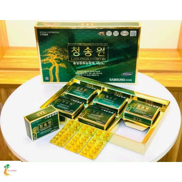 Viên tinh dầu thông đỏ Cheong Song Won 180 viên hộp xanh Hàn Quốc