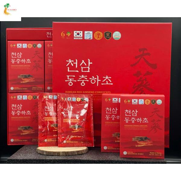 Nước Hồng Sâm Đông Trùng Hạ Thảo Ginseng King Korean Red Ginseng Cordyceps (50ml x 30 gói)